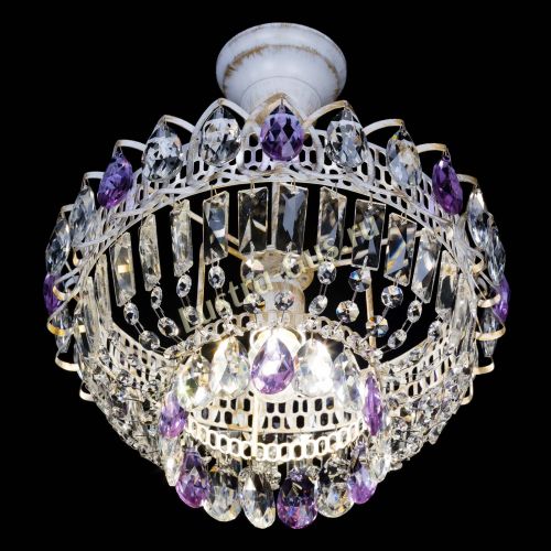 Люстра Астра Бутон №1 Фиолетовая - белая с подвесом в Кирове Гусь Хрустальный