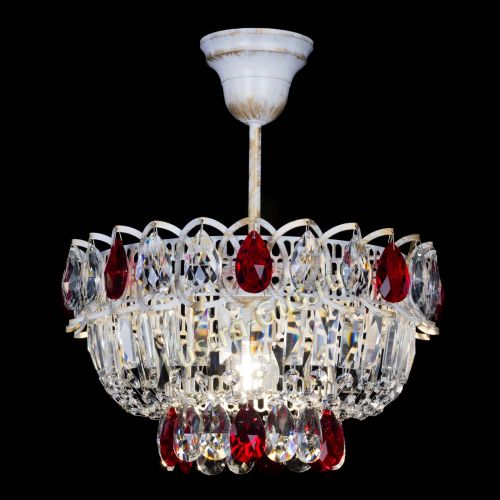 Люстра Астра Бутон №1 Красная - белая с подвесом  в Кирове Гусь Хрустальный