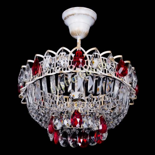 Люстра Астра Бутон №1 Красная - белая с подвесом  в Кирове Гусь Хрустальный