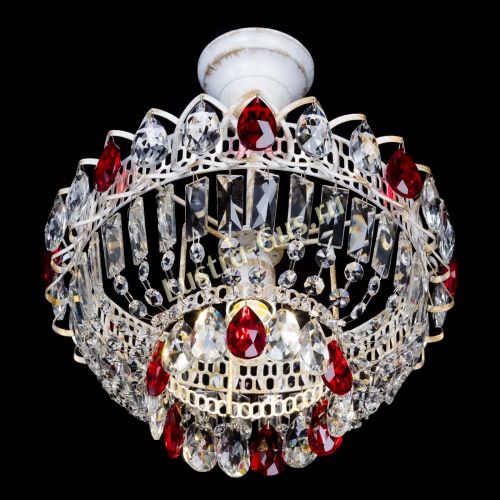 Люстра Астра Бутон №1 Красная - белая с подвесом  в Кирове Гусь Хрустальный