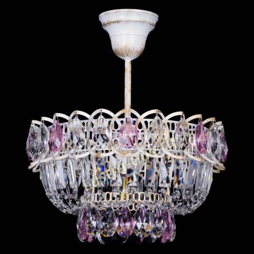 Люстра Астра Бутон №1 Розовая - белая с подвесом  в Кирове Гусь Хрустальный