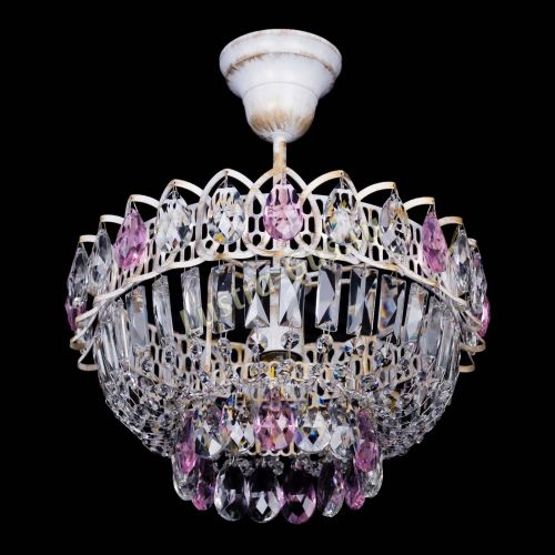 Люстра Астра Бутон №1 Розовая - белая с подвесом  в Кирове Гусь Хрустальный