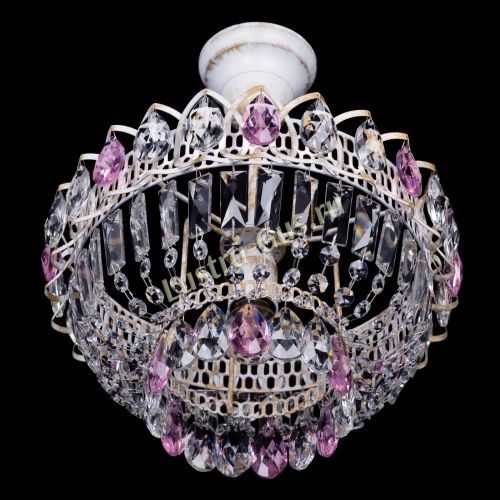 Люстра Астра Бутон №1 Розовая - белая с подвесом  в Кирове Гусь Хрустальный