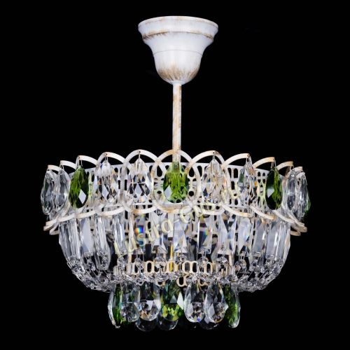Люстра Астра Бутон №1 Зеленая - белая с подвесом  в Кирове Гусь Хрустальный