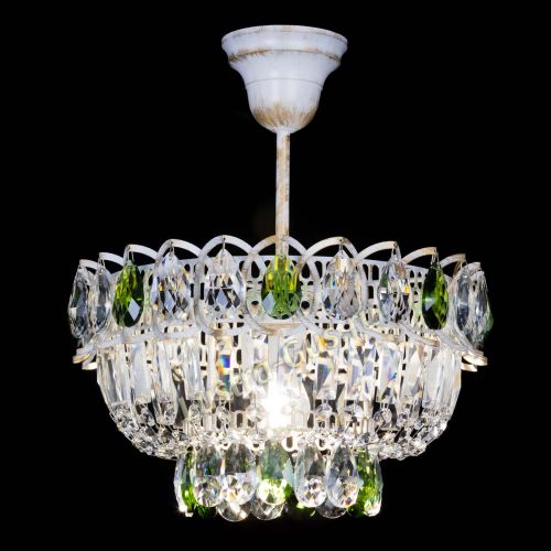 Люстра Астра Бутон №1 Зеленая - белая с подвесом  в Кирове Гусь Хрустальный