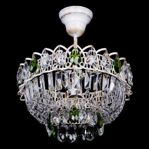 Люстра Астра Бутон №1 Зеленая - белая с подвесом  в Кирове Гусь Хрустальный