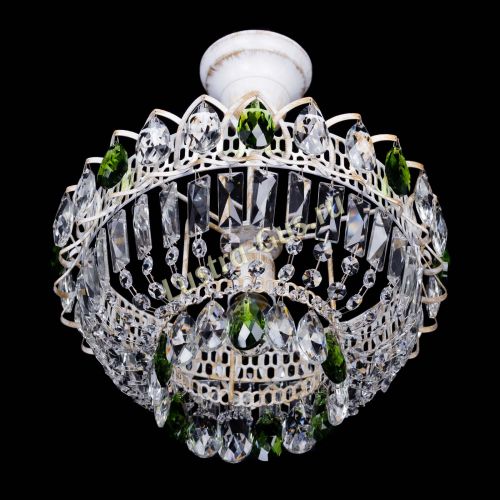 Люстра Астра Бутон №1 Зеленая - белая с подвесом  в Кирове Гусь Хрустальный