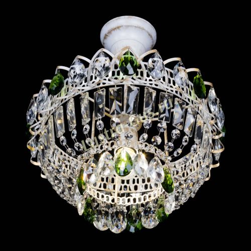 Люстра Астра Бутон №1 Зеленая - белая с подвесом  в Кирове Гусь Хрустальный