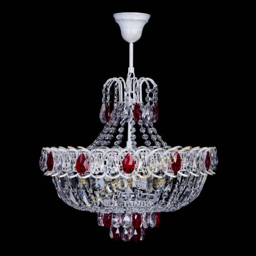 Люстра Астра Белая с подвесом красная в Кирове Гусь Хрустальный