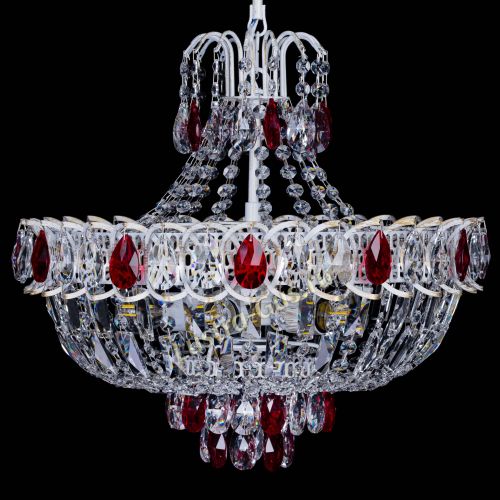 Люстра Астра Белая с подвесом красная в Кирове Гусь Хрустальный