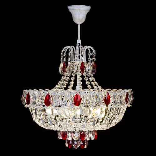 Люстра Астра Белая с подвесом красная в Кирове Гусь Хрустальный
