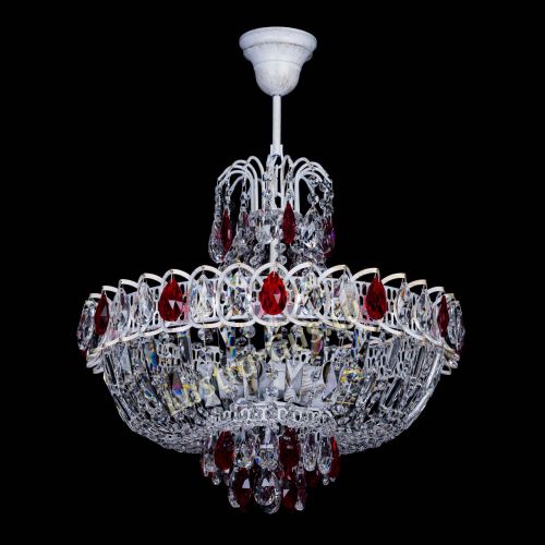 Люстра Астра Белая с подвесом красная в Кирове Гусь Хрустальный