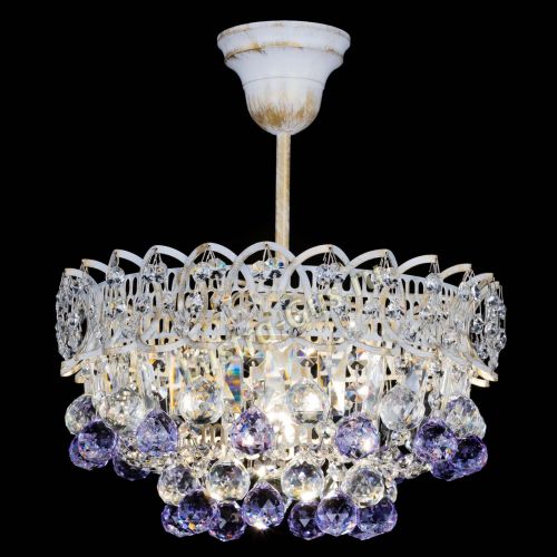 Люстра Астра шар №1 Фиолетовая белая в Кирове Гусь Хрустальный