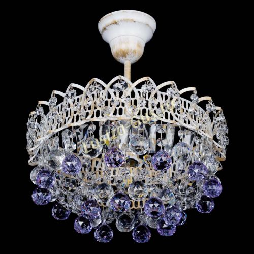 Люстра Астра шар №1 Фиолетовая белая в Кирове Гусь Хрустальный