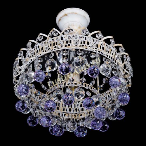 Люстра Астра шар №1 Фиолетовая белая в Кирове Гусь Хрустальный