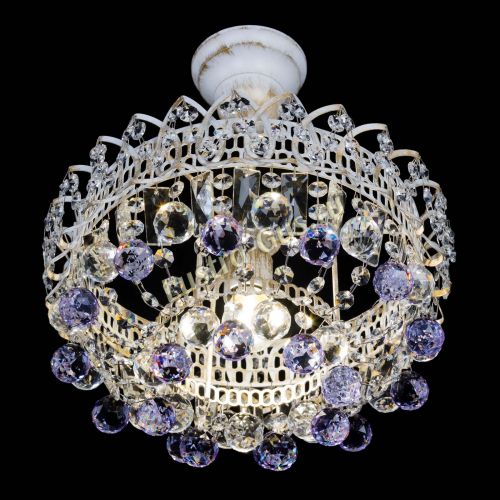 Люстра Астра шар №1 Фиолетовая белая в Кирове Гусь Хрустальный