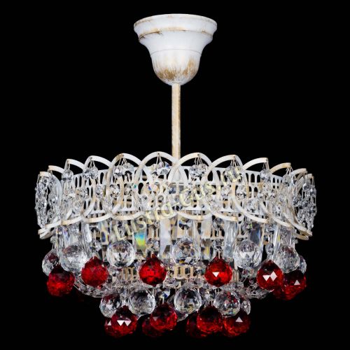 Люстра Астра шар №1 Красная белая в Кирове Гусь Хрустальный