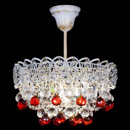 Люстра Астра шар №1 Красная белая в Кирове Гусь Хрустальный