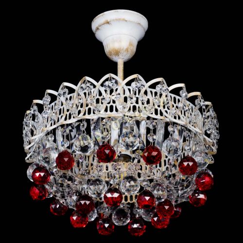 Люстра Астра шар №1 Красная белая в Кирове Гусь Хрустальный
