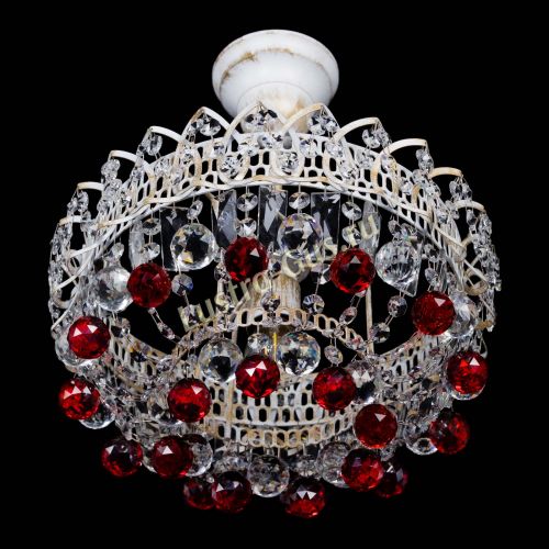 Люстра Астра шар №1 Красная белая в Кирове Гусь Хрустальный