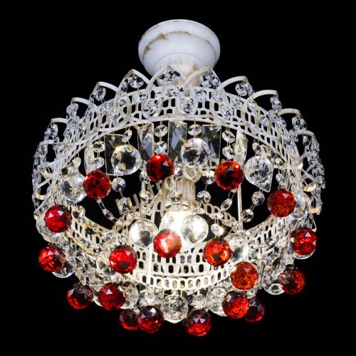 Люстра Астра шар №1 Красная белая в Кирове Гусь Хрустальный