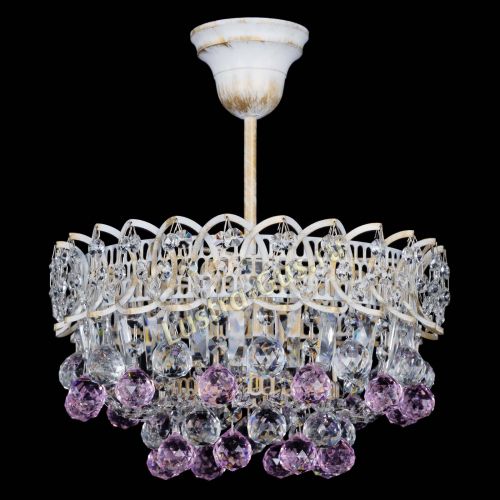 Люстра Астра шар №1 Розовая белая в Кирове Гусь Хрустальный