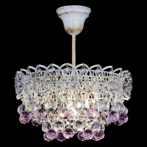 Люстра Астра шар №1 Розовая белая в Кирове Гусь Хрустальный