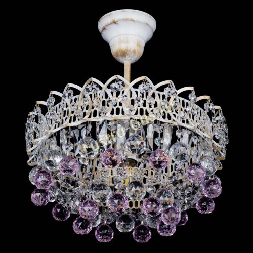 Люстра Астра шар №1 Розовая белая в Кирове Гусь Хрустальный