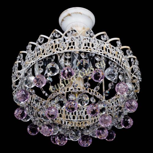 Люстра Астра шар №1 Розовая белая в Кирове Гусь Хрустальный