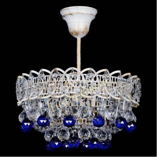 Люстра Астра шар №1 Синяя белая в Кирове Гусь Хрустальный