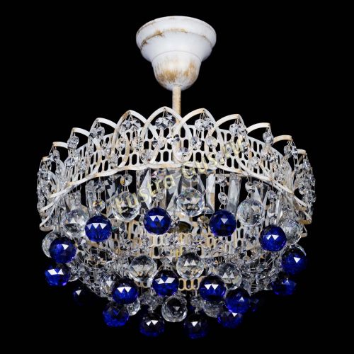 Люстра Астра шар №1 Синяя белая в Кирове Гусь Хрустальный