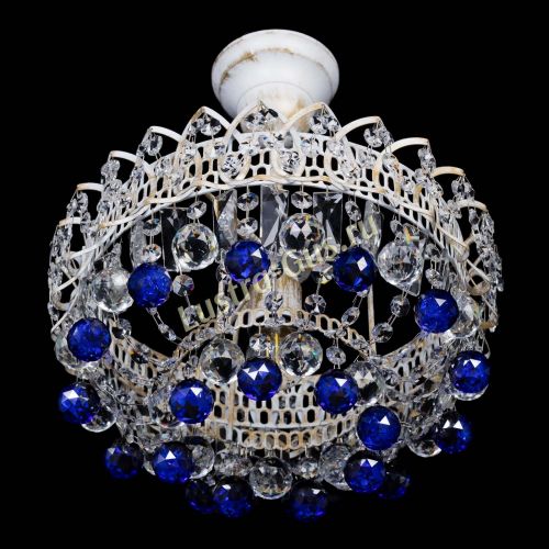 Люстра Астра шар №1 Синяя белая в Кирове Гусь Хрустальный