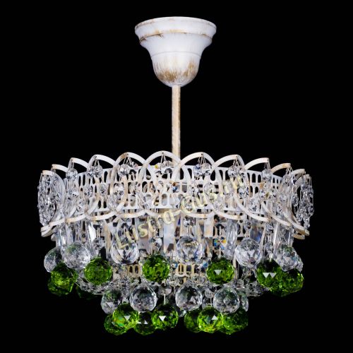 Люстра Астра шар №1 Зеленая белая в Кирове Гусь Хрустальный