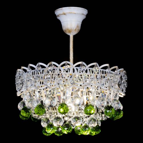 Люстра Астра шар №1 Зеленая белая в Кирове Гусь Хрустальный