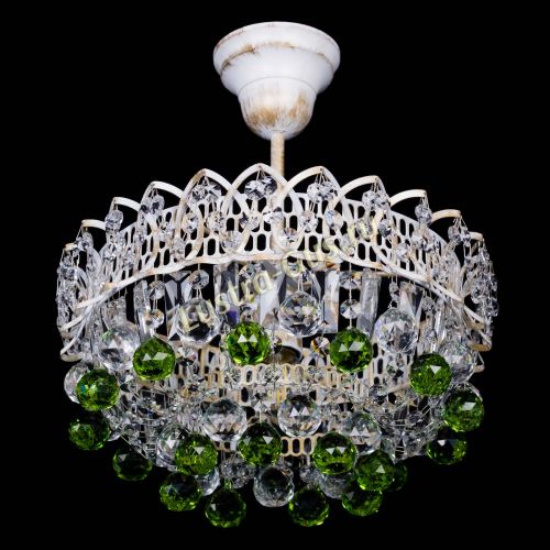 Люстра Астра шар №1 Зеленая белая в Кирове Гусь Хрустальный