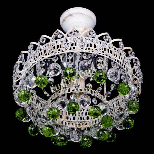 Люстра Астра шар №1 Зеленая белая в Кирове Гусь Хрустальный