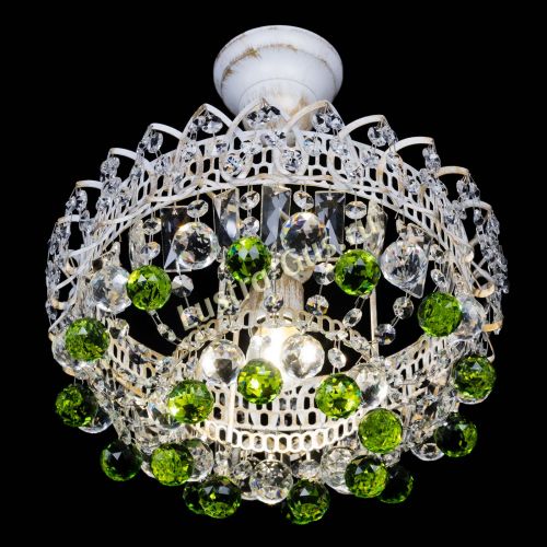 Люстра Астра шар №1 Зеленая белая в Кирове Гусь Хрустальный