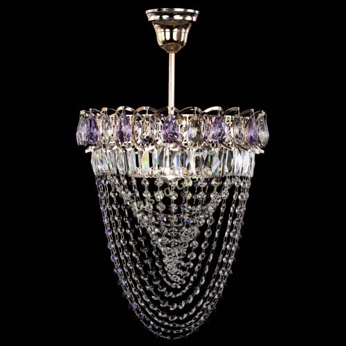 Люстра Астра Водоворот с подвесом №1 фиолетовая в Кирове Гусь Хрустальный