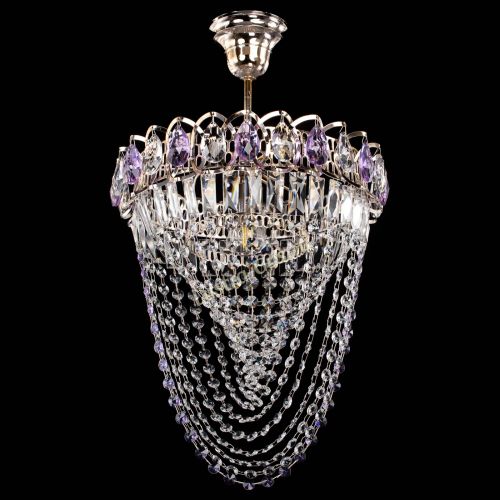 Люстра Астра Водоворот с подвесом №1 фиолетовая в Кирове Гусь Хрустальный