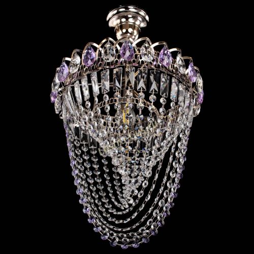 Люстра Астра Водоворот с подвесом №1 фиолетовая в Кирове Гусь Хрустальный