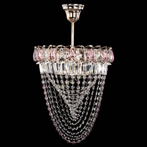 Люстра Астра Водоворот с подвесом №1 розовая в Кирове Гусь Хрустальный