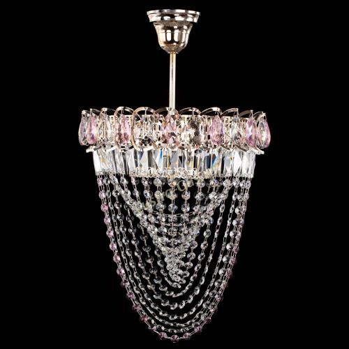 Люстра Астра Водоворот с подвесом №1 розовая в Кирове Гусь Хрустальный