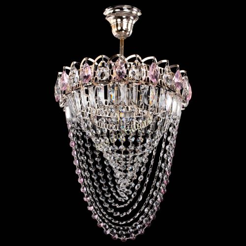 Люстра Астра Водоворот с подвесом №1 розовая в Кирове Гусь Хрустальный