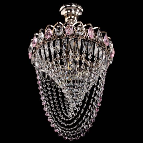 Люстра Астра Водоворот с подвесом №1 розовая в Кирове Гусь Хрустальный