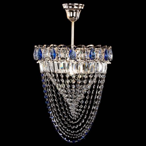 Люстра Астра Водоворот с подвесом №1 синяя в Кирове Гусь Хрустальный