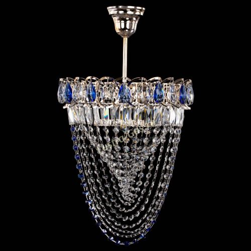 Люстра Астра Водоворот с подвесом №1 синяя в Кирове Гусь Хрустальный