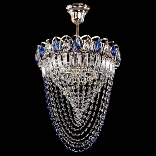 Люстра Астра Водоворот с подвесом №1 синяя в Кирове Гусь Хрустальный