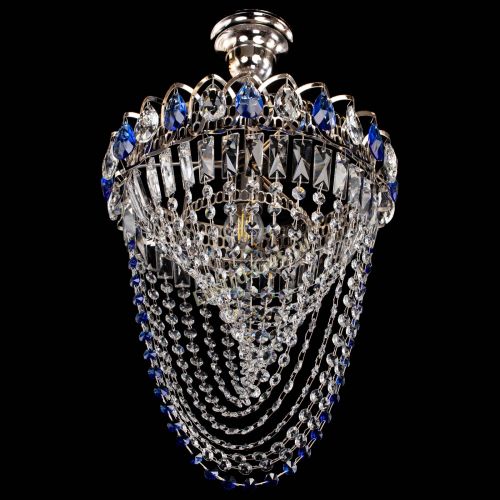 Люстра Астра Водоворот с подвесом №1 синяя в Кирове Гусь Хрустальный