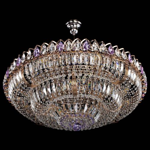 Люстра Двойное кольцо пластинка с подвесом Фиолетовая в Кирове Гусь Хрустальный