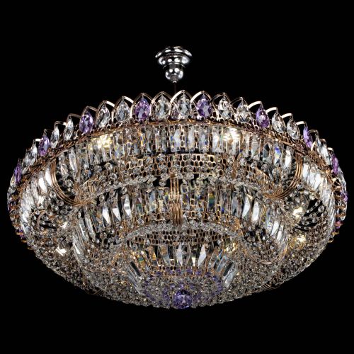 Люстра Двойное кольцо пластинка с подвесом Фиолетовая в Кирове Гусь Хрустальный